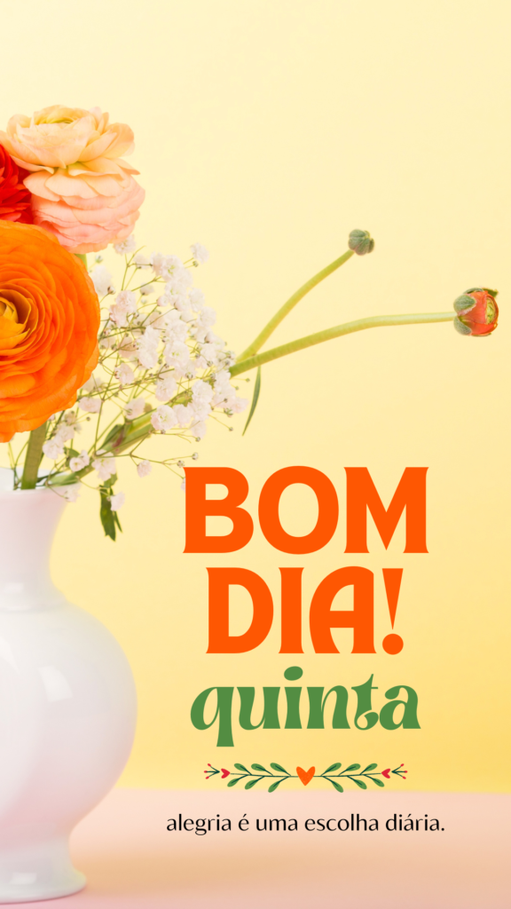 story de instagram mensagem de bom dia quinta floral laranja